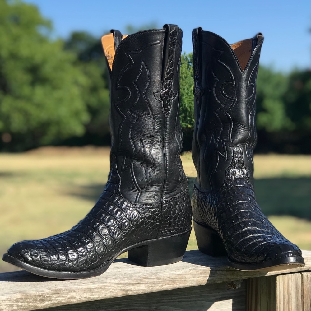 LUCCHESE Handmade Croccodile & Calfskin Cowboy Boots Size 10 D - Picture 1 of 9